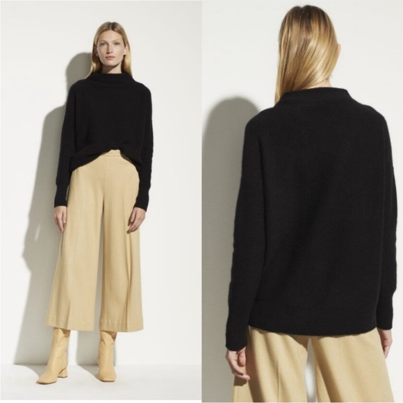 Vince Black 100% Cashmere Mock Funnel Neck Sweater Size XS - Picture 1 of 14